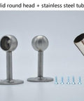 Heavy Duty Stainless Steel Clothes Rod For Modern Closets components with round heads and screws, close-up view