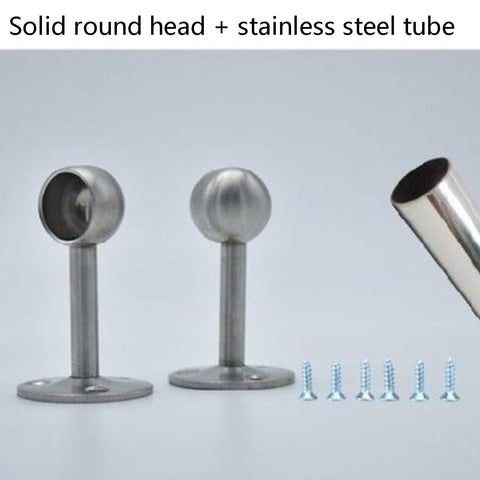 Heavy Duty Stainless Steel Clothes Rod For Modern Closets components with round heads and screws, close-up view
