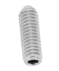 Top Shelf M4x12 Hex Spring Ball Plunger Screws Premium Stainless Steel Bead Fastener, close-up view of a single screw.