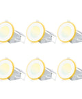 EOSMILE 3 Inch White LED Recessed Lighting with Night Light, 6 Pack shown from the front with soft amber glow.