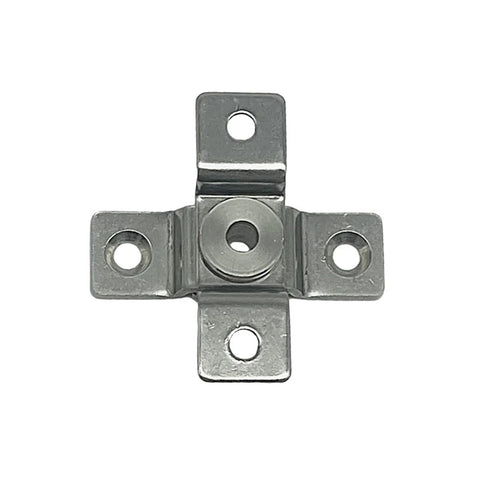 Stainless steel shock absorber hinge mounting plate with four mounting holes and 360° rotation