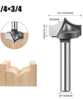 Heavy Hitter 4 Piece Point Cutting Roundover Router Bit Set With Tough 1/4 Inch Shank And Razor Sharp Carbide Blades showing 1/4" bit profile.