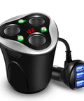 Straight Plug And Play 3 Way Cigarette Lighter Splitter With Triple Usb Car Charger 120W Heavy Duty features a digital volt meter.