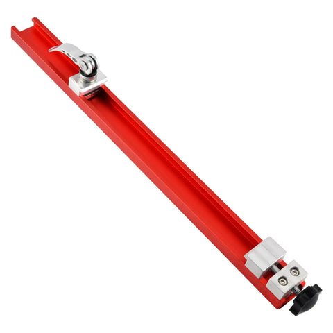 Edge Guided Circular Saw Guide Rail For 12 Inch Saw Base Aluminum Alloy Milling And Cutting Guide with clamps, red, top view.