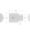 Technical diagram of Three Quarters Inch Drive Two And A Half Inch Shallow Six Point Impact Socket Built Beefy And Pro Grade.