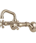 Two-Handle Wall Mount Bar Faucet in Brushed Nickel, Solid Brass Build, Drip-Free Ceramic Disc Cartridge, 1/2-Inch NPT, 1.8 GPM Flow, Adjustable Wall-Mount Centers From 3.5 to 8.5 Inches, Classic Yet Modern Kitchen or Bar Faucet