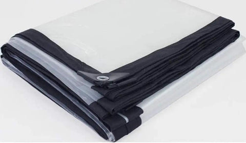 Folded Two Pack Clear Tarp Waterproof With Grommets 8x10 Ft Transparent Tarpaulin Multi Purpose Plastic Sheet Cover