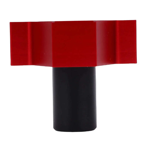 Aluminum Bench Dog Stop Block With Quick Disassembly And Non Slip Grip for woodworking, featuring red and black components.
