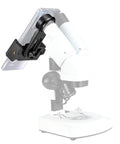 Phone Camera Adapter for Microscope Eyepiece 23.2mm with Built In 16x Microscope Eyepiece, black clip-on adapter mounted on microscope