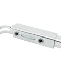 Silver Galvanised Iron Sliding Pin Buckle 118x21mm Automatic Telescopic Latch for cabinets, doors, windows, toolboxes, drawers shown.