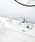 Waterfall Glass Spout LED Temperature Changing Bathroom Faucet With Single Handle Deck Mounted Cold Warm Hot Water Mixer Chrome