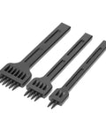 Leather Craft Stitching Punch Tool Set 3 Piece 2 Prong 4 Prong 6 Prong Chisel 4mm For DIY Leatherwork Neat Holes With Smooth Handle And Hard Wear Resistant Steel Tips