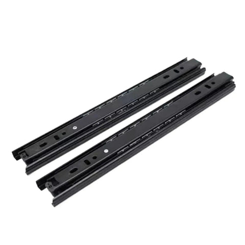 Two Piece Black Cabinet Drawer Slides Thickened For Extra Durability 16 Inch Pair Heavy Duty Drawer Runners with Thick Rails