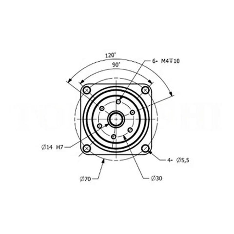 Top Tier Ngtdumzlwo PGA14-80 Harmonic Reducer Gearbox For Robot Manipulators dimensions diagram with mounting details.