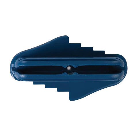Center Offset Marking Tool For Woodworking, Blue Finish, Fits Standard Pencils, Center Hole Keeps Pencil Centered, Top View