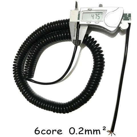 Heavy Duty Six Core Coiled Extension Cord With Spiral Spring Retraction For Mobile Equipment And Fixed Setups Tangle Free