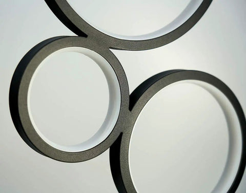 Close-up of Four Circle Dimmable LED Table Lamp With Color Adjustable Light Modern Round Design 12W Black Finish detail.