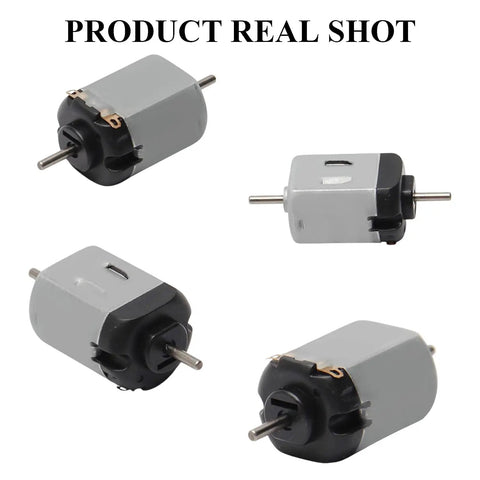 Product real shot of Five Pack 3V 11000RPM DC Motors Micro Mini Motors with round shafts for RC boats, planes, and DIY projects.