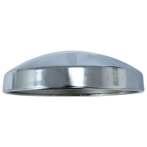 Side view of Rear Wheel Hub Cap Covers For Semi Trucks 8 Inch Dome Style Beefy Chrome Finish 4 Pack With 8 Inch Outer Diameter And Three Point Five Inch Height Fits Eight And A Half Inch Axle With Five Eighth Inch Inner Studs Compatible With Kenworth Peterbilt