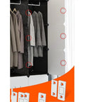 Open closet showing 4 Pack Cabinet Magnetic Door Catch Set with Stainless Steel Shell installed, securing closet doors.