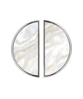 Pearl Cloud Quartz Cabinet Pulls 2 Pack, Brushed Nickel Semicircle Drawer Handles, marble patterned look, front view
