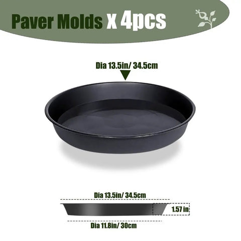 4 Pack Round Stepping Stone Molds For Concrete, 13.6 Inch Diameter And 1.53 Inch Depth, Reusable DIY Paver Molds For Easy Garden Path