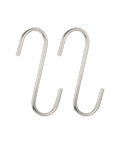 Extra Long S Shape Hanging Hooks Set Dope Matte Silver Finish Heavy Duty 120mm 4.72 Inch Carbon Steel Hangers For Indoor And Outdoor Use In Garden Bathroom Closet Kitchen Workshop Garage 2 Pack shown front view