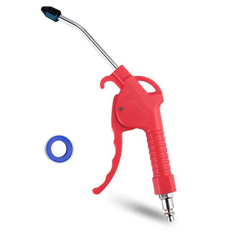 Air Blow Gun With Four Inch Nozzle For Air Compressors And Dust Cleanup Ergonomic Grip Tilting Nozzle High Impact Plastic