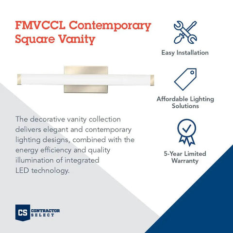 FMVCCL Contemporary Square Vanity with energy-efficient LED technology and easy installation, shown in product description image.