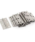 Ten Piece 2 Inch Stainless Steel Folding Hinges For Cabinet And Closet Doors Heavy Duty Rust Proof Silver Finish displayed in a pile.