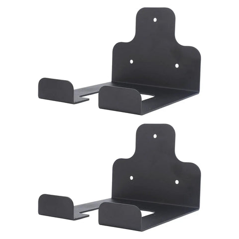 Beefy Stainless Steel Garden Power Tool Wall Rack With Lockdown Multi Grip Hooks And Waterproof Finish For Home Outdoor Trimmers Complete Garage Storage. Durable black wall hooks for organizing garden tools.