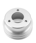 Solid Aluminum Pulley Kit For Big Block Chevy 396 427 454 V-Belt Long Water Pump Setup Super Reliable Heavy Duty Engine Make Over Upgrade, silver pulley