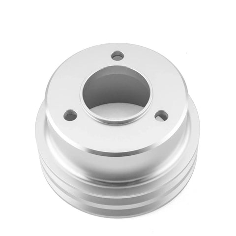 Solid Aluminum Pulley Kit For Big Block Chevy 396 427 454 V-Belt Long Water Pump Setup Super Reliable Heavy Duty Engine Make Over Upgrade, silver pulley