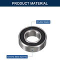 Front view of a double-sealed chrome steel deep groove ball bearing, 12mm ID x 28mm OD x 8mm width.