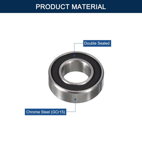 Front view of 623-2RS miniature deep-groove ball bearing, 3mm ID × 10mm OD × 4mm W, chrome steel GCr15, rubber seals