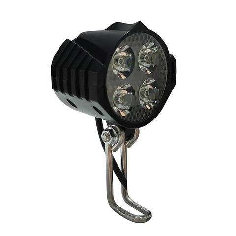 LED Front Headlight With Built In Horn For E Bike 4 LED Night Riding Waterproof 3 Pin Connector 36V 48V E Scooter Compatible Boss Level Visibility Durable Aluminum Housing With Easy Install Mount