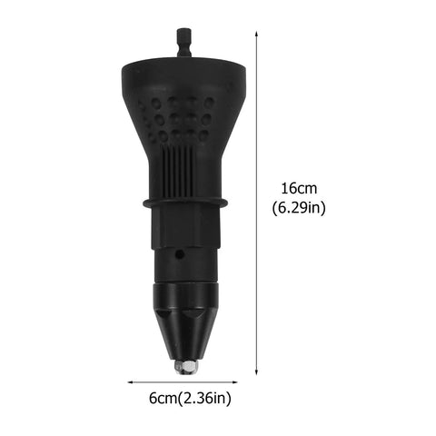 Versatile Electric Riveting System Plus Nut Shooter Adapter, Ultra Quiet Cordless Drill Conversion Kit For Fastening Auto Ac And Home Projects With Durable Heavy Duty Build, 16cm black metal