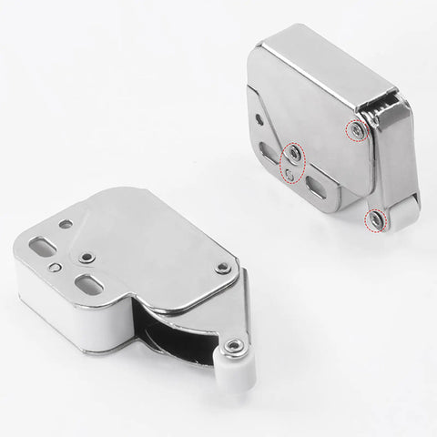 Push To Open Cabinet Latches Set For Cabinets And Drawers, Touch Latch System with no handles, easy install, silver steel