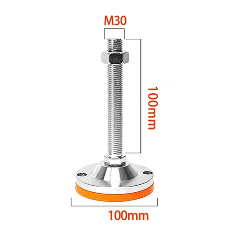 Lock In Those Wobbly Rigs With Thickened Carbon Steel Leveling Screw Legs Adjustable Machine Feet, M30 size, 100mm height, heavy-duty use.