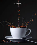 Pouring espresso into a white cup and saucer from the All In One Bean To Cup Coffee Maker With Built In Grinder 15 Bar Pressure Auto Espresso Machine