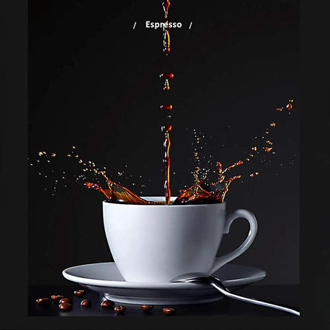 Badass Automatic Espresso Machine Bean To Cup Coffee Maker With Sick Silent Grinder And Detachable Water Tank Ideal For Office Home Crew Who Dig Killer Cappuccinos Daily espresso pouring into white cup with splashes.