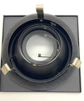 4" Low Voltage recessed Lighting Satin Stepped Baffle Black Trim showing inner details and square black trim design.