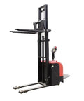 Heavy Duty Electric Walkie Stacker Pallet Jack Built Like A Beast For Smooth Warehouse Lifting And Quick Cargo Haulin Up To 1500kg side view with lifting forks and control handle
