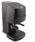 Premium Electric Coffee Tamper With 58mm Precision Dial And Height Adjustability To Ease Wrist Strain and Pull Legit Barista Espresso Shots For Your Daily Grind Setup, black color, front view.