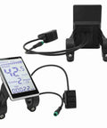Electric Bike Display Screen Replacement 24V 36V 48V 60V LCD Meter For 31.8mm Or 22.2mm Mount, 5 Pin M5 Electric Bike Screen, ABS Scooter LCD Gauge, showing speed and trip data, back and front view