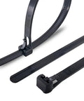 Black Releasable Zip Ties 10 Inch Heavy Duty Nylon Ties 50 Lbs 100 Pack for Christmas tree lights wires and cables