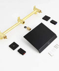 Components of Matte Black Waterfall Tub Filler Faucet Wall Mount Two Handle Bathtub Faucet With High Flow Rate And Rough In Valve Included