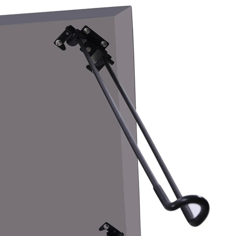 Close-up of folded leg mechanism of Square Fire Pit Heat Deflector Shield With Foldable Legs Stainless Steel Outdoor Camping Heat Shield