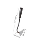 Beast Triangle Garden Hoe Tool for Digging and Manuring with sturdy pointed hoe head, dimensions shown, lightweight handle.
