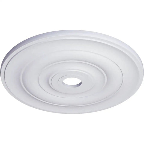 Jefferson Ceiling Medallion Perfect For Adding Gorgeous Architectural Detail To Your Ceiling This Factory Primed Piece Features A Twenty Six Inch Outer Diameter Fits Canopies Up To Five Inches For Quick And Easy Diy Install. Lightweight, primed polyurethane medallion with central hole.